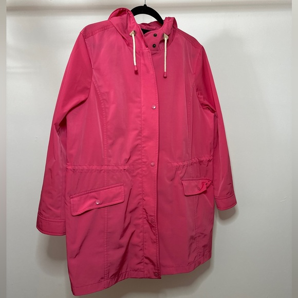 Talbots Coated Canvas Rain Anorak XL Pink Jacket Coat Hooded - Picture 16 of 16